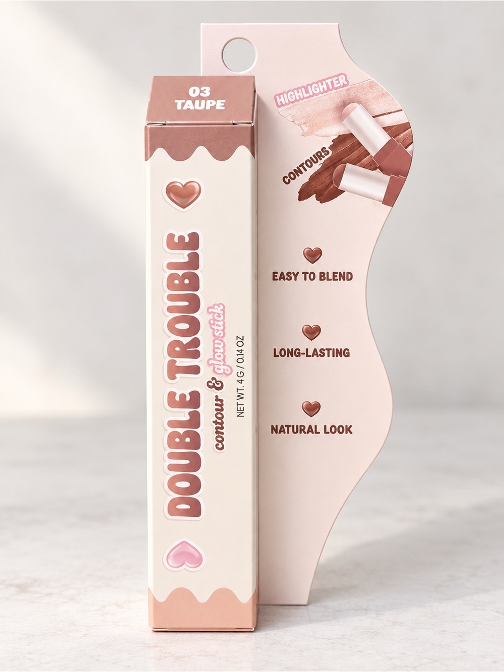 Kara Beauty Double Trouble Contour & Glow Stick Taupe 03 NEW